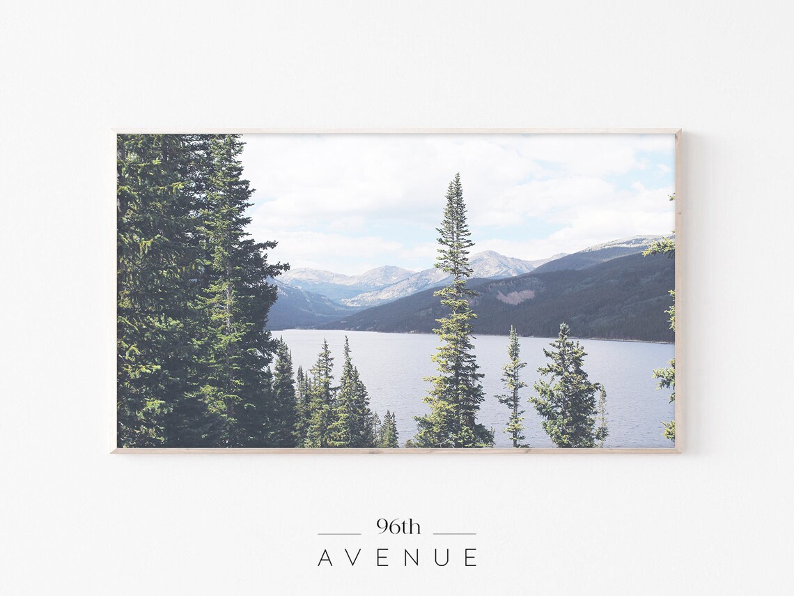 Mountain Lake Forest Travel Art, Canada Poster Print