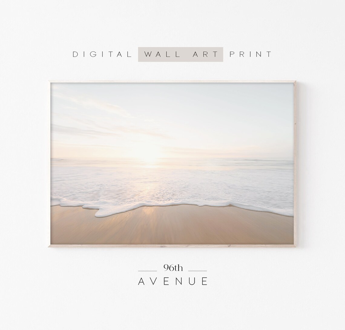 Neutral Beach Art Print, Coastal Wall Art
