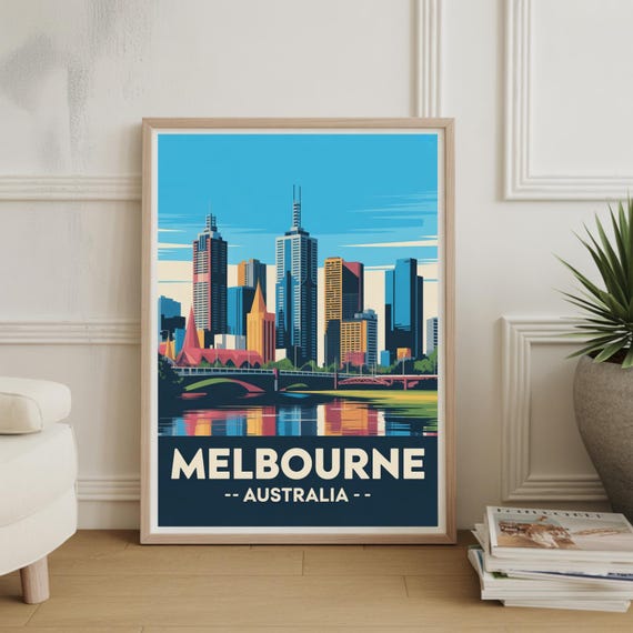 Melbourne Skyline Travel Poster Australia Cityscape Art Print Home Decor Office Decoration For Travelers