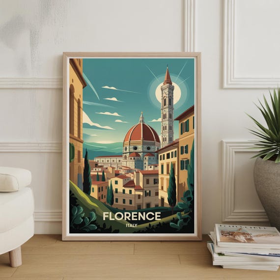 Florence Italy Travel Poster Artistic Cityscape Wall Art Ideal Gift For Enthusiasts And Special Occasions