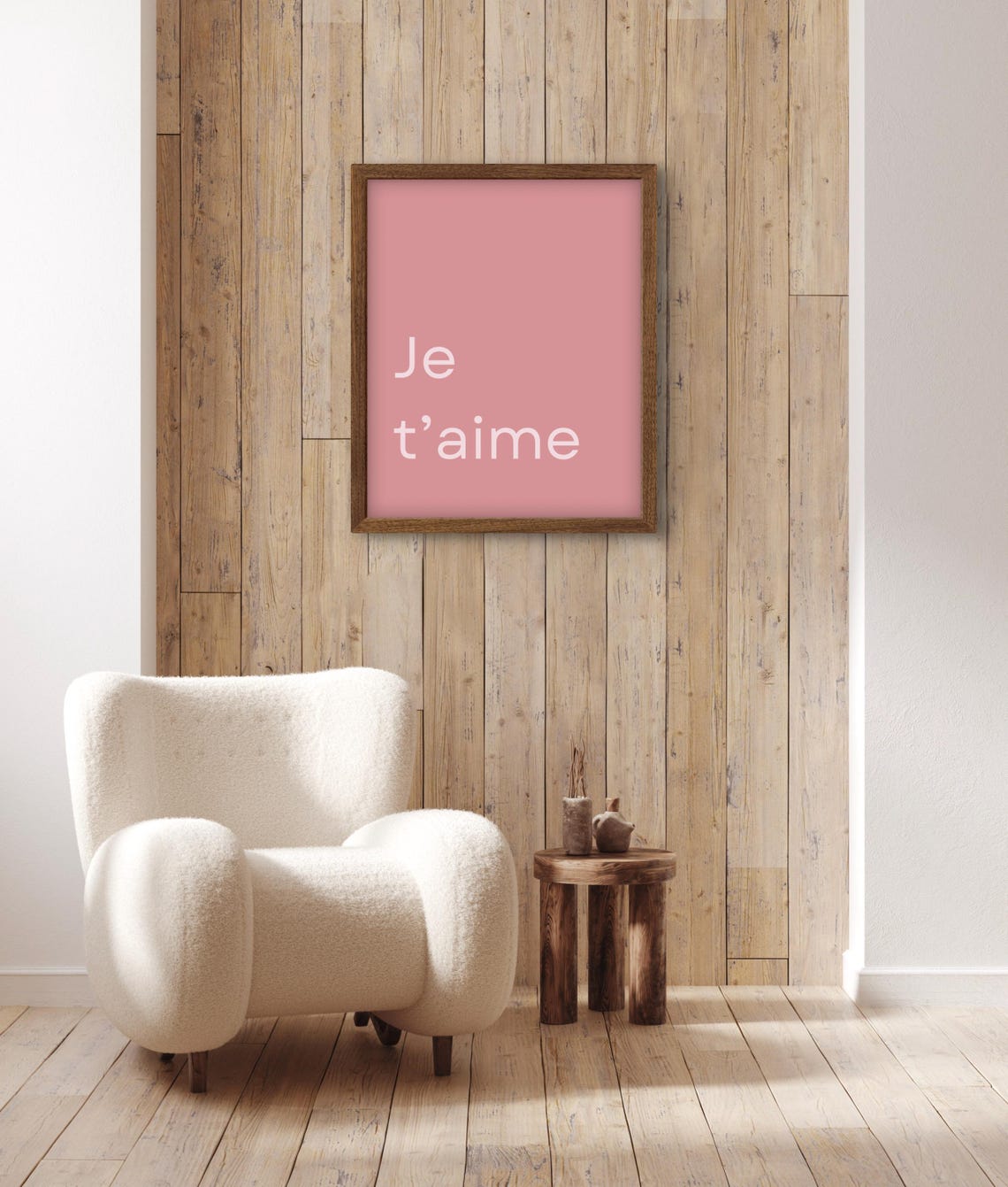 Je T'aime French Love Quote Minimalist Dusty Rose Typography Poster - Image 3