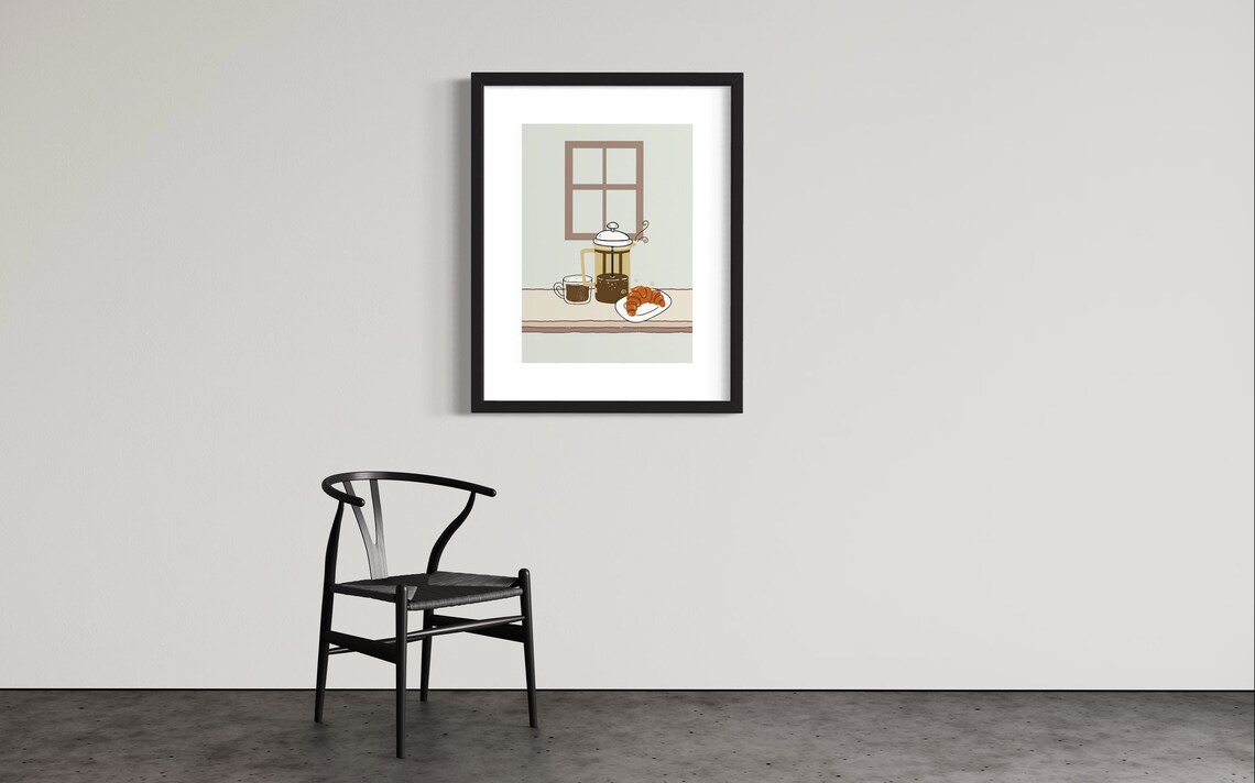 Coffee Croissant Kitchen Wall Art, Dining Room Decor - Image 2