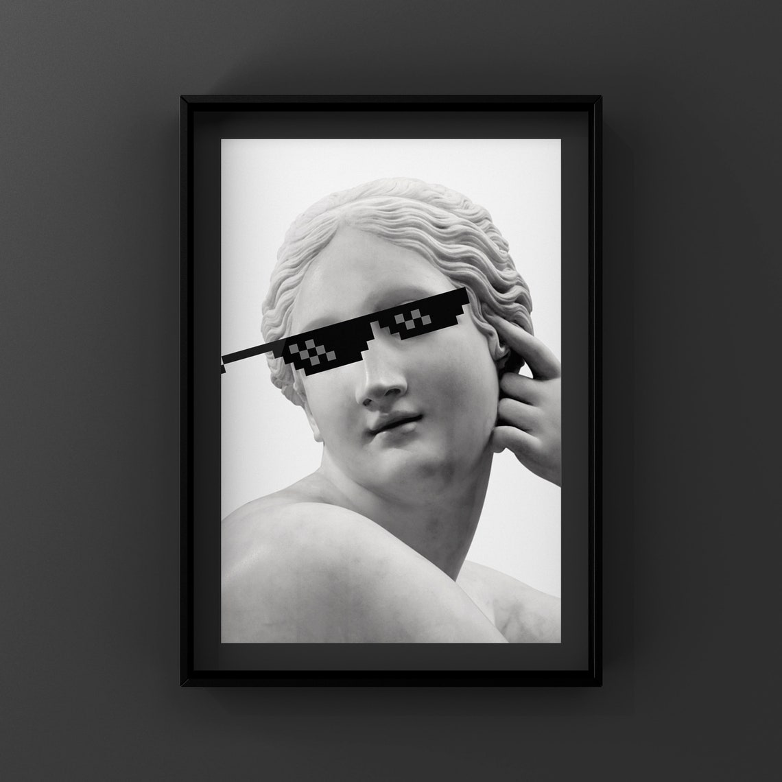 Greek Statue Pixel Sunglasses Funny Humor Meme Modern Wall Poster - Image 3