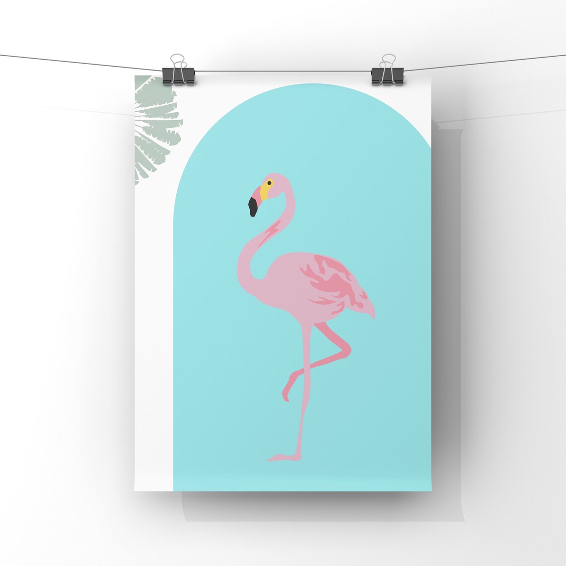 Pink Flamingo Illustration Turquoise Arch Tropical Bird Animal Poster - Image 2