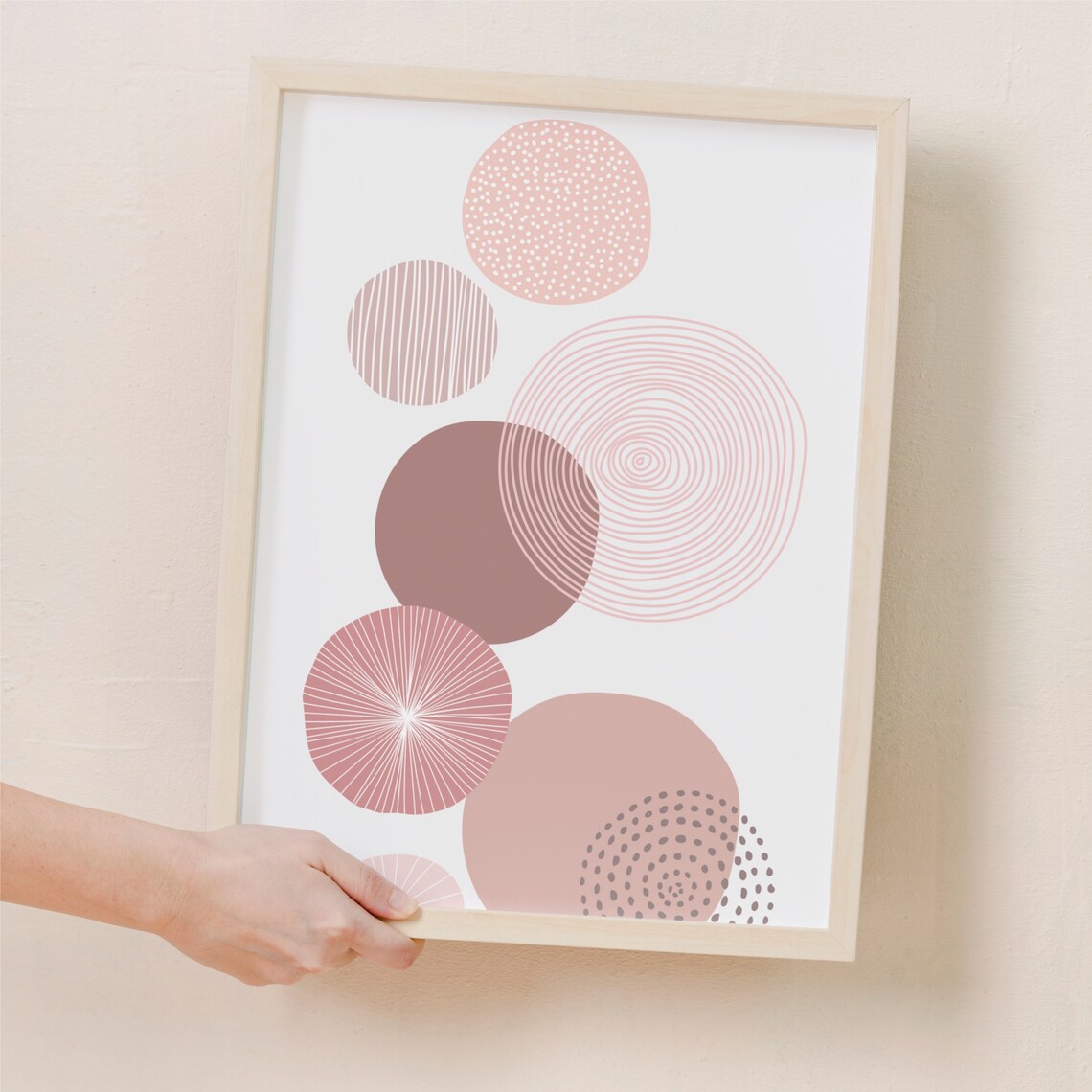 Abstract Circles, Geometric Pink Modern Decor - Image 2