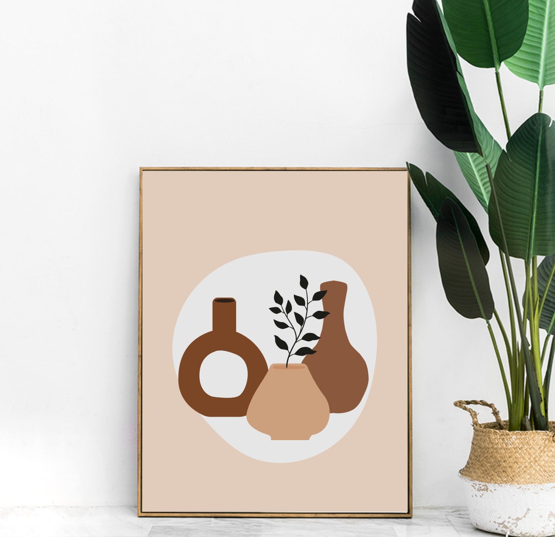 Boho Terracotta Clay Vases Abstract Botanical Earth Tones Poster - Image 3