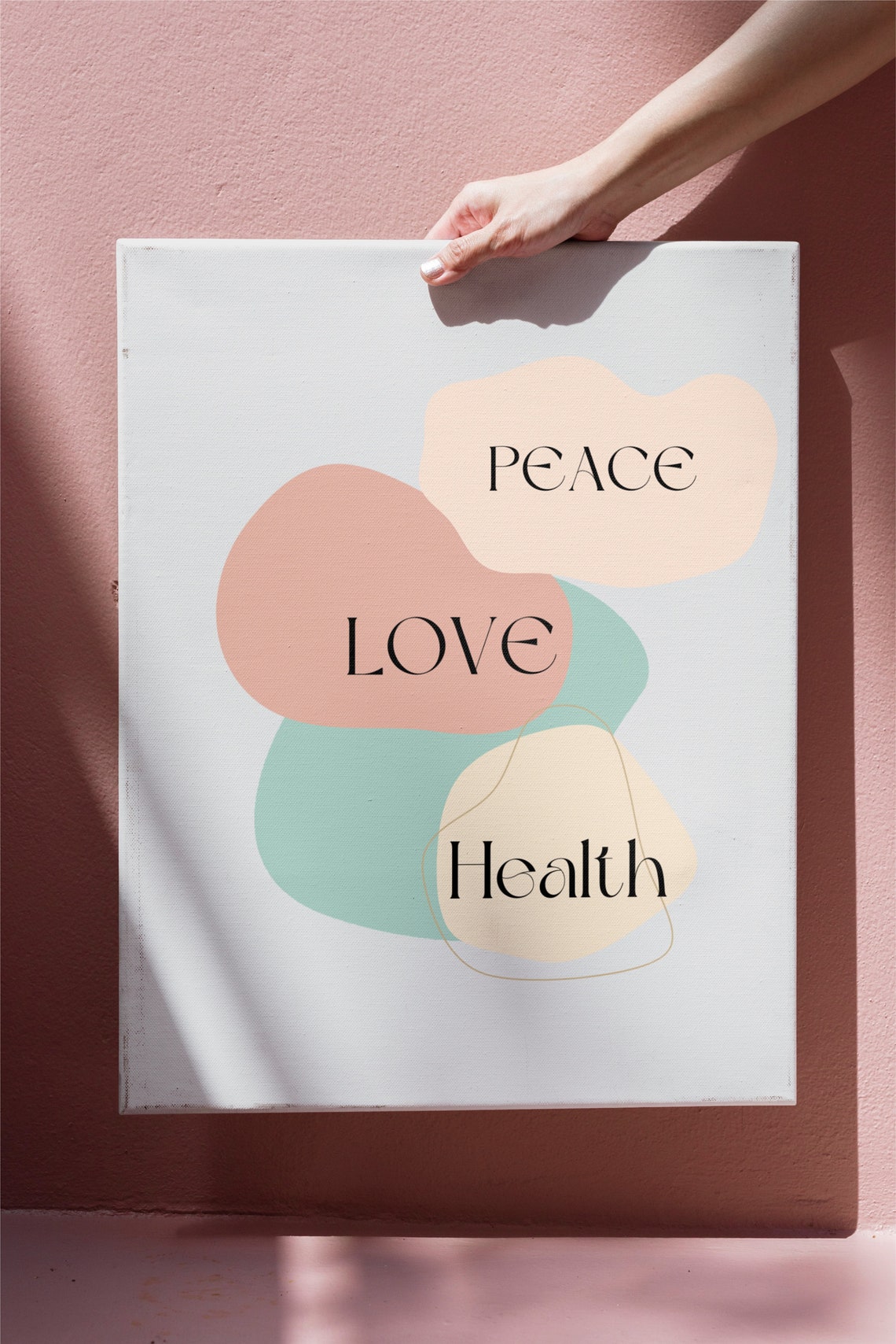 Peace Love Health Pastel Abstract Affirmation Quote Wall Poster - Image 3