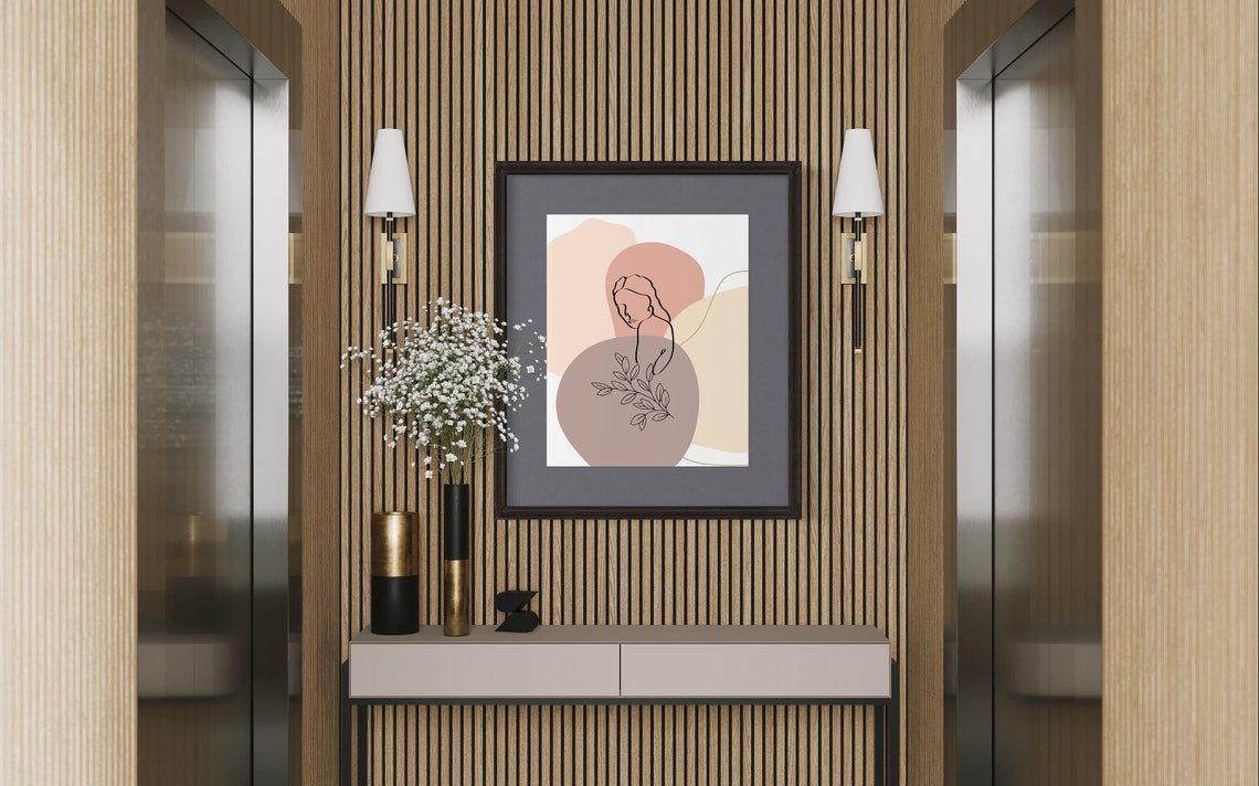 Feminine Boho Line Art Woman Face Neutral Beige Minimalist Poster - Image 3