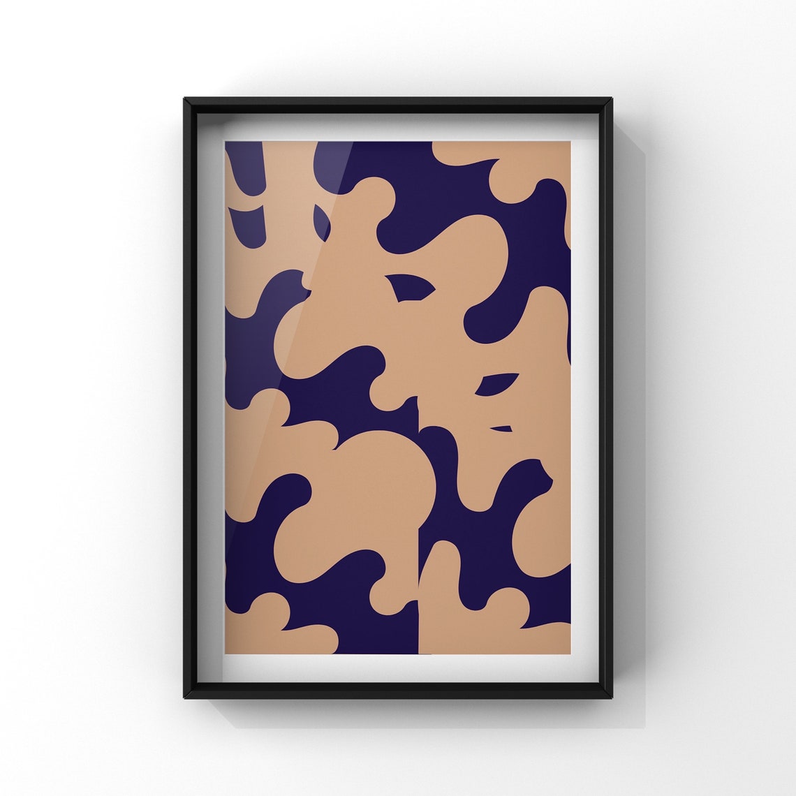 Modern Abstract Wall Art Color Splash Wall Art Print Navy Blue Beige Abstract Wall Art Home Decor - Image 2