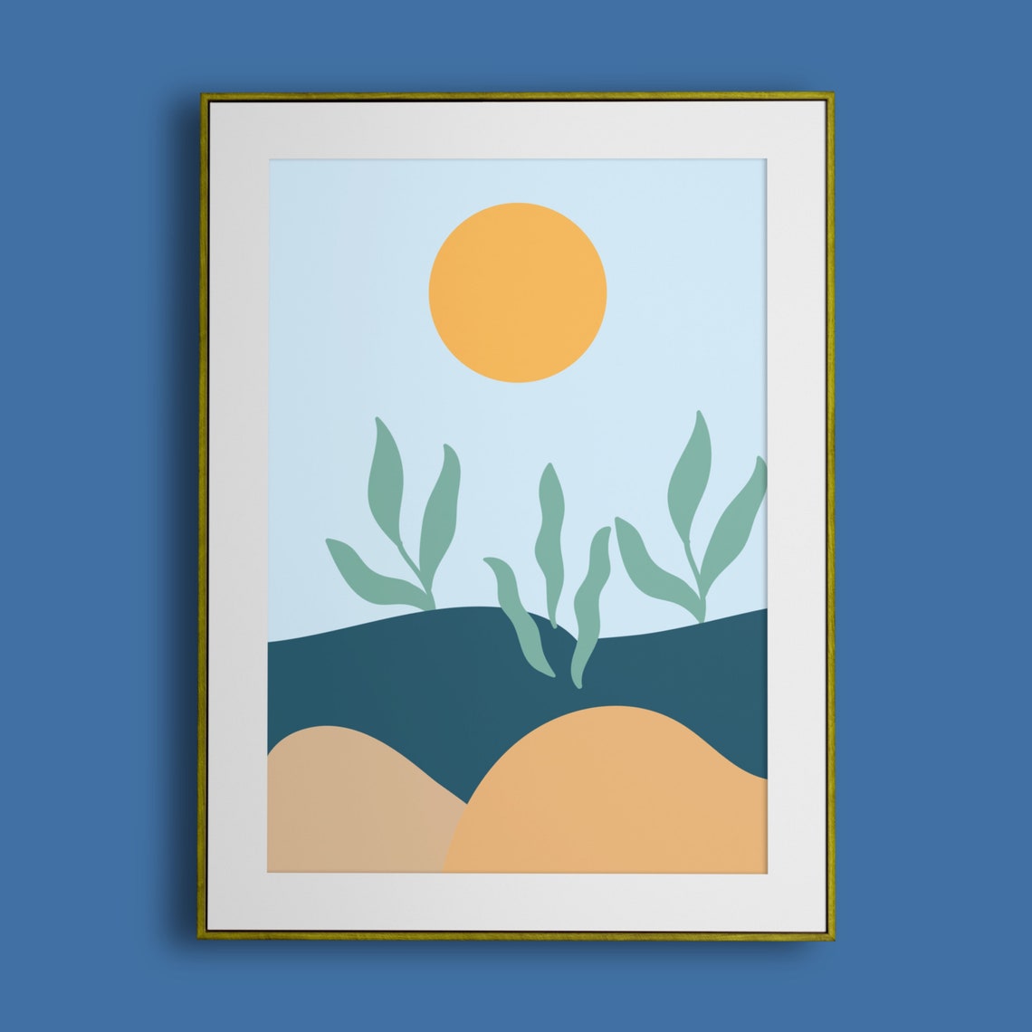 Boho Abstract Sun Landscape Rolling Hills Minimalist Wall Poster - Image 3