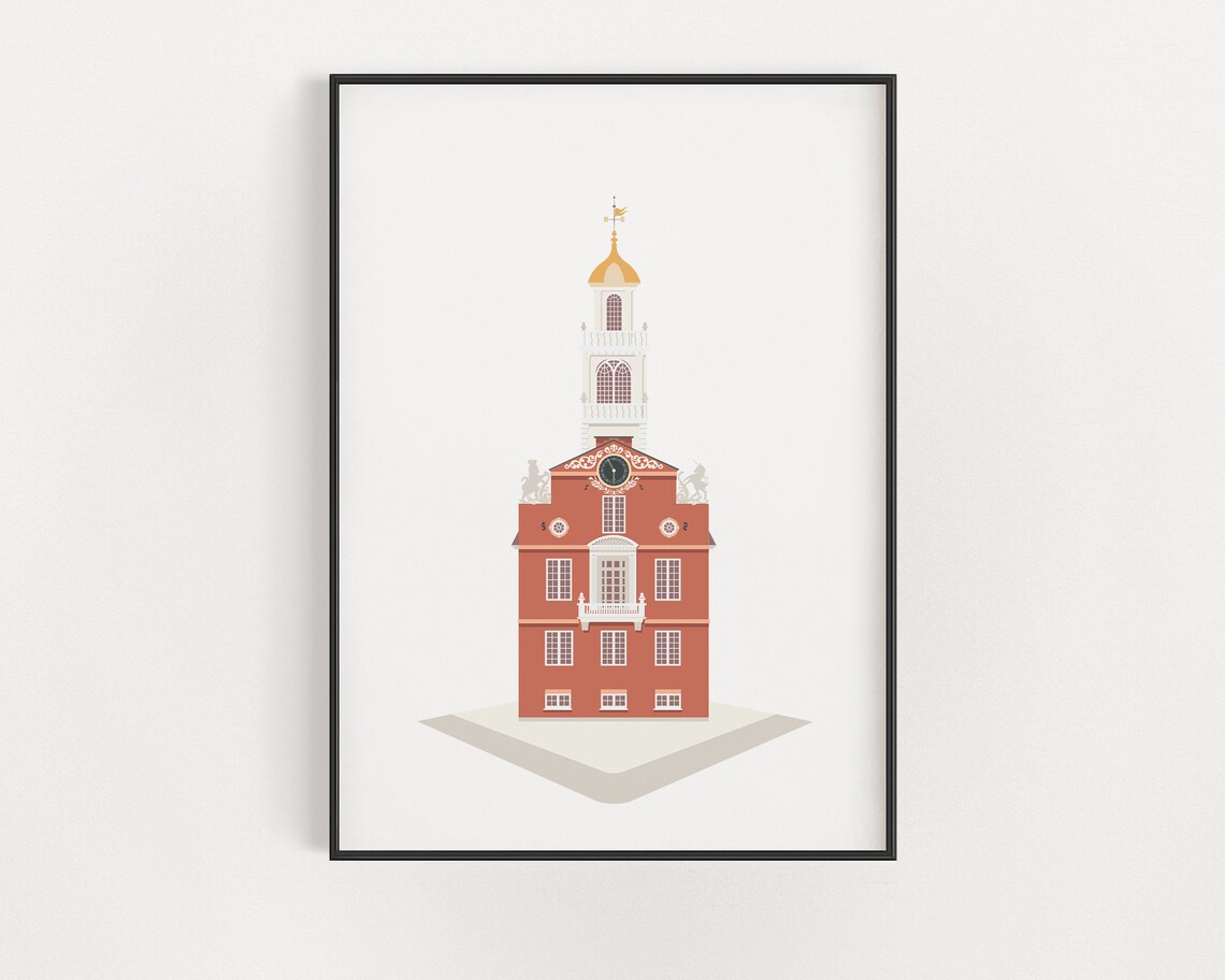 Boston Architecture Print Historic Boston Old State House Poster Boston Wall Art Freedom Trail Print