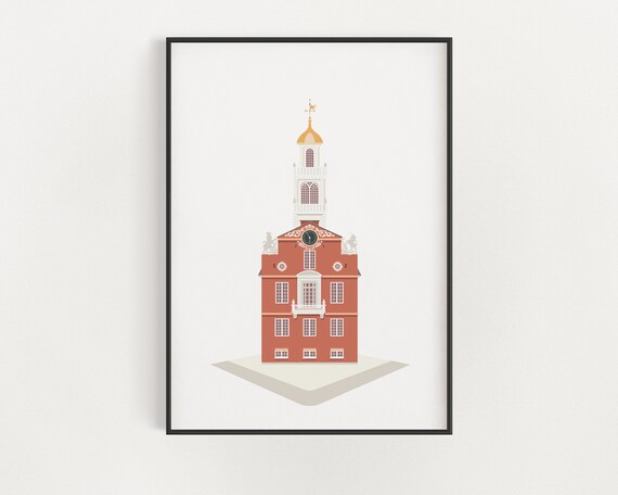 Boston Architecture Print Historic Boston Old State House Poster Boston Wall Art Freedom Trail Print