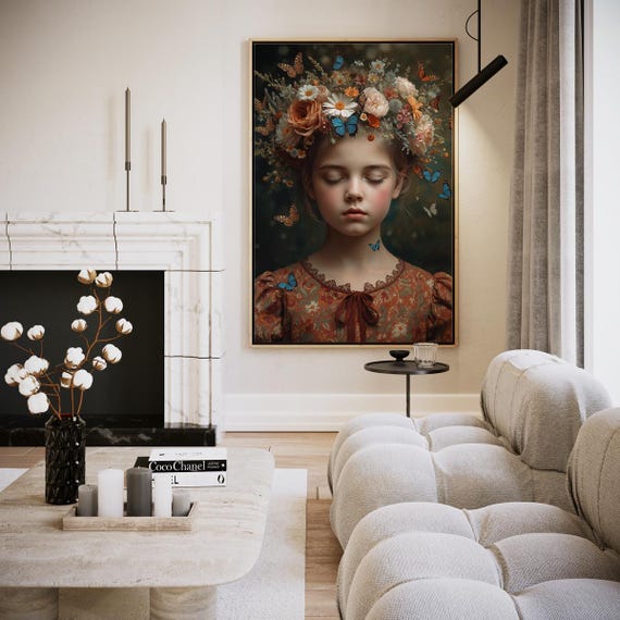 Blue Butterflies And Bright Eyes Artwork Wall Art