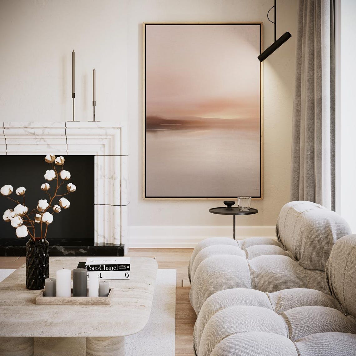 Blush Pink Abstract Seascape Painting Calm Minimalist Art Poster