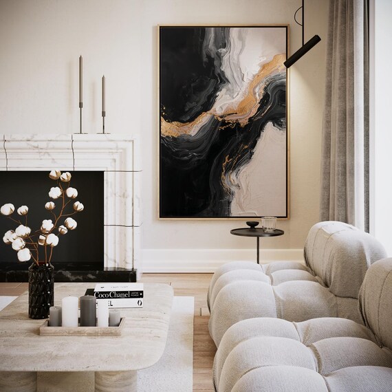 Black Gold And White Marble Abstract Modern Luxury Decor Poster