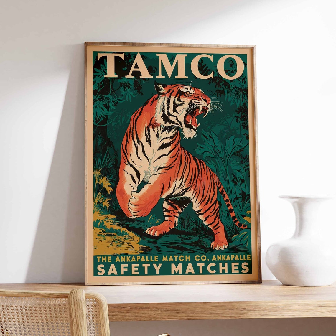 Tamco Tiger Safety Matches Retro Indian Label Artwork Poster