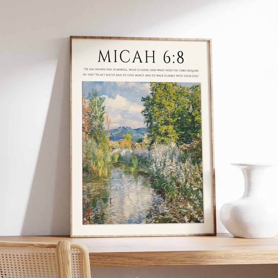 Bible Verse Poster Bible Art Monet Poster Christian Gift Christian Decor Christian Poster Floral Print Botanical Wall Art Floral Art