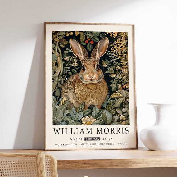 William Morris Print Rabbit Poster William Morris Poster Botanical Print Kew Gardens Poster Jungle Art Animal Print Floral Art