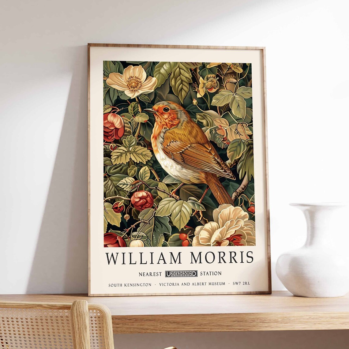 William Morris Bird Botanical Art Print, Kew Gardens