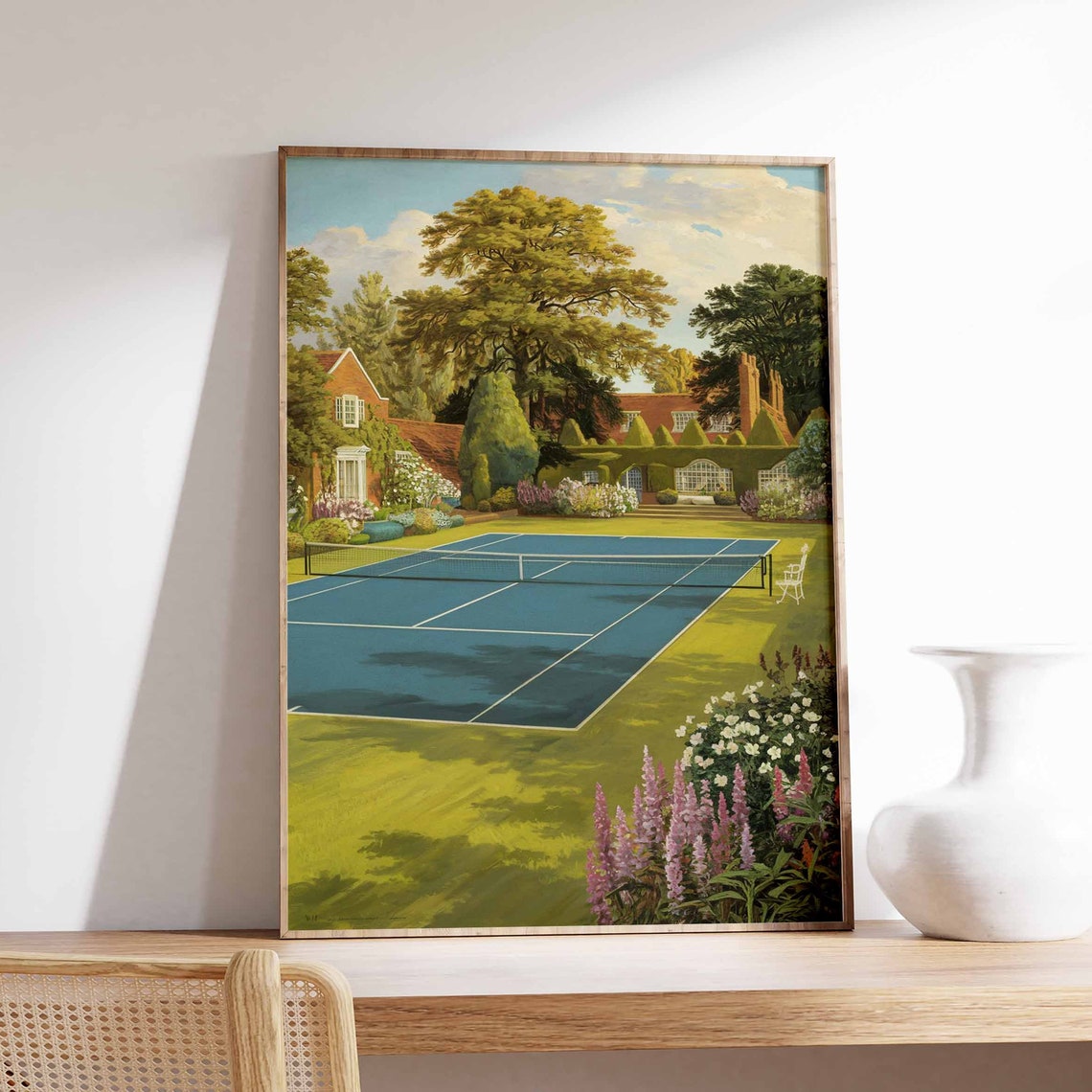 Tennis Poster Tennis Court Art Sports Wall Art Tennis Gift Botanical Print Floral Art Tennis Decor Sport Poster Wall Art Poster