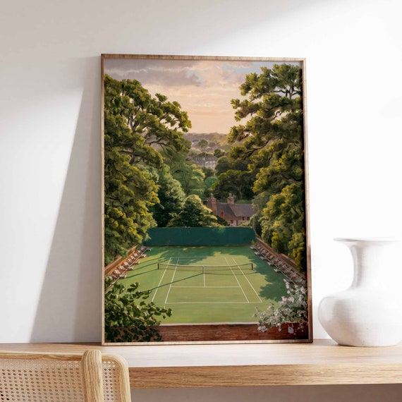Tennis Poster Tennis Court Art Sports Wall Art Tennis Gift Botanical Print Floral Art Tennis Decor Sport Poster Wall Art Poster