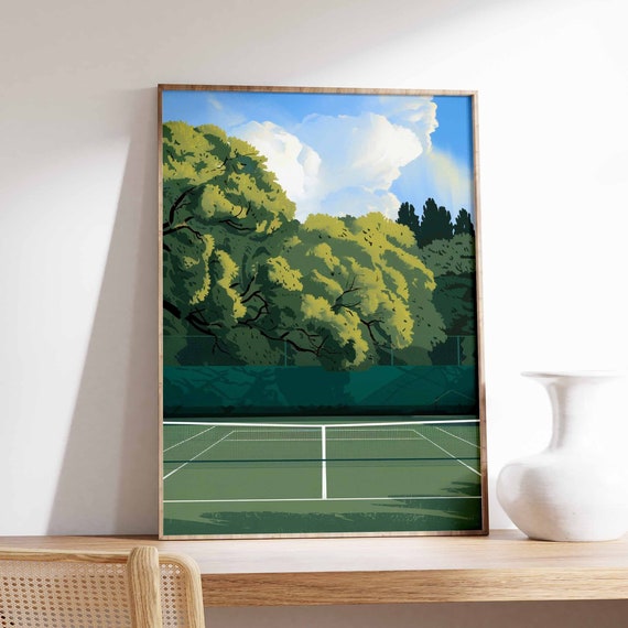 Tennis Poster Tennis Court Art Sports Wall Art Tennis Gift Botanical Print Floral Art Tennis Decor Sport Poster Wall Art Poster