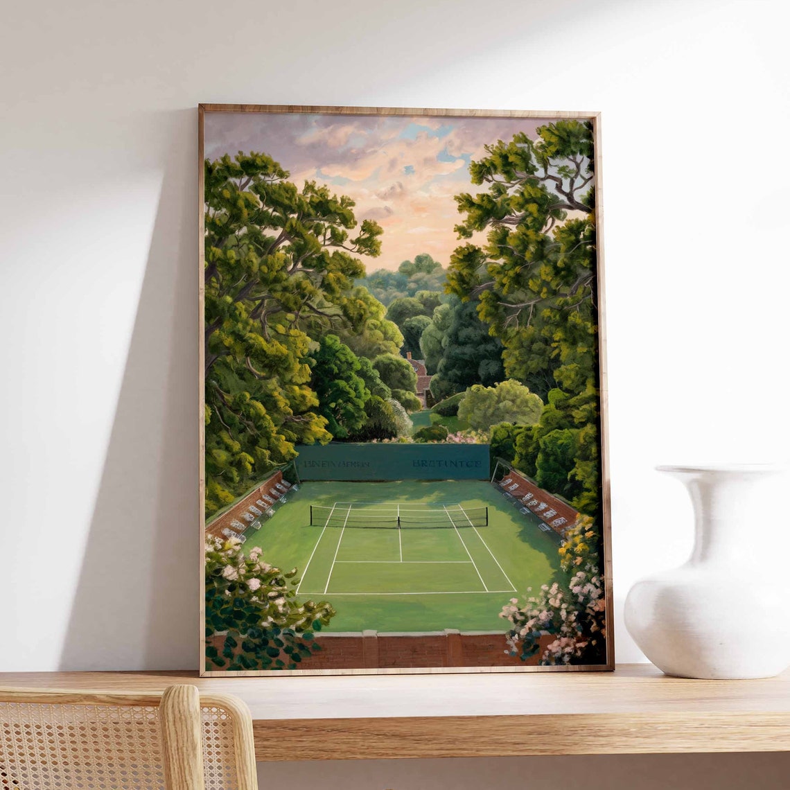 Tennis Poster Tennis Court Art Sports Wall Art Tennis Gift Botanical Print Floral Art Tennis Decor Sport Poster Wall Art Poster