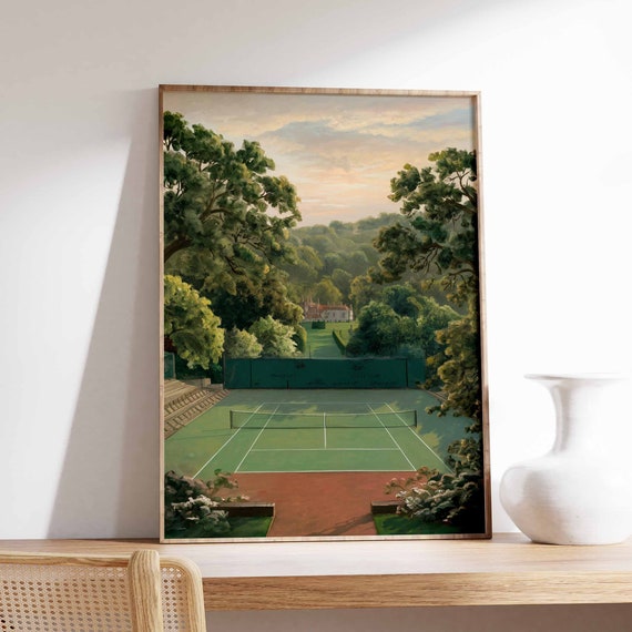 Tennis Poster Tennis Court Art Sports Wall Art Tennis Gift Botanical Print Floral Art Tennis Decor Sport Poster Wall Art Poster