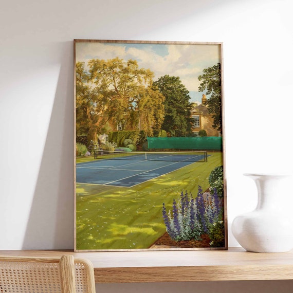 Tennis Poster Tennis Court Art Sports Wall Art Tennis Gift Botanical Print Floral Art Tennis Decor Sport Poster Wall Art Poster