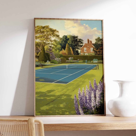 Tennis Poster Tennis Court Art Sports Wall Art Tennis Gift Botanical Print Floral Art Tennis Decor Sport Poster Wall Art Poster