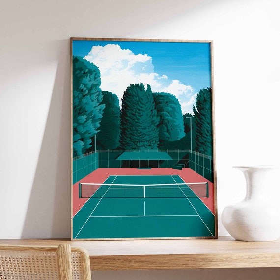 Tennis Poster Tennis Court Art Sports Wall Art Tennis Gift Botanical Print Floral Art Tennis Decor Sport Poster Wall Art Poster