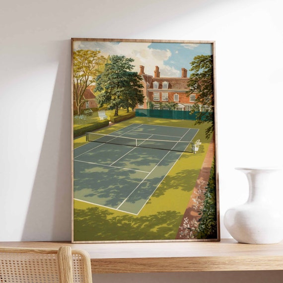 Tennis Poster Tennis Court Art Sports Wall Art Tennis Gift Botanical Print Floral Art Tennis Decor Sport Poster Wall Art Poster