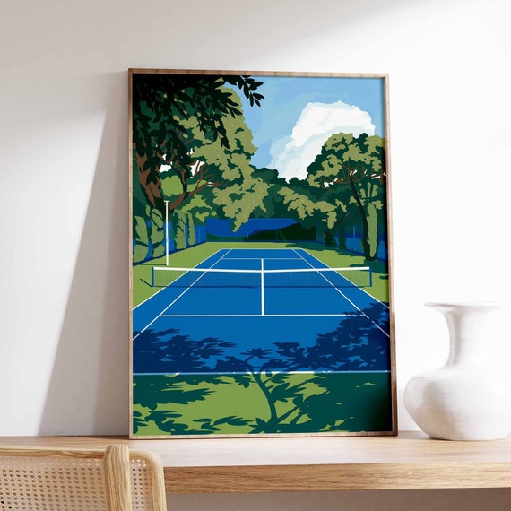 Tennis Poster Tennis Court Art Sports Wall Art Tennis Gift Botanical Print Floral Art Tennis Decor Sport Poster Wall Art Poster