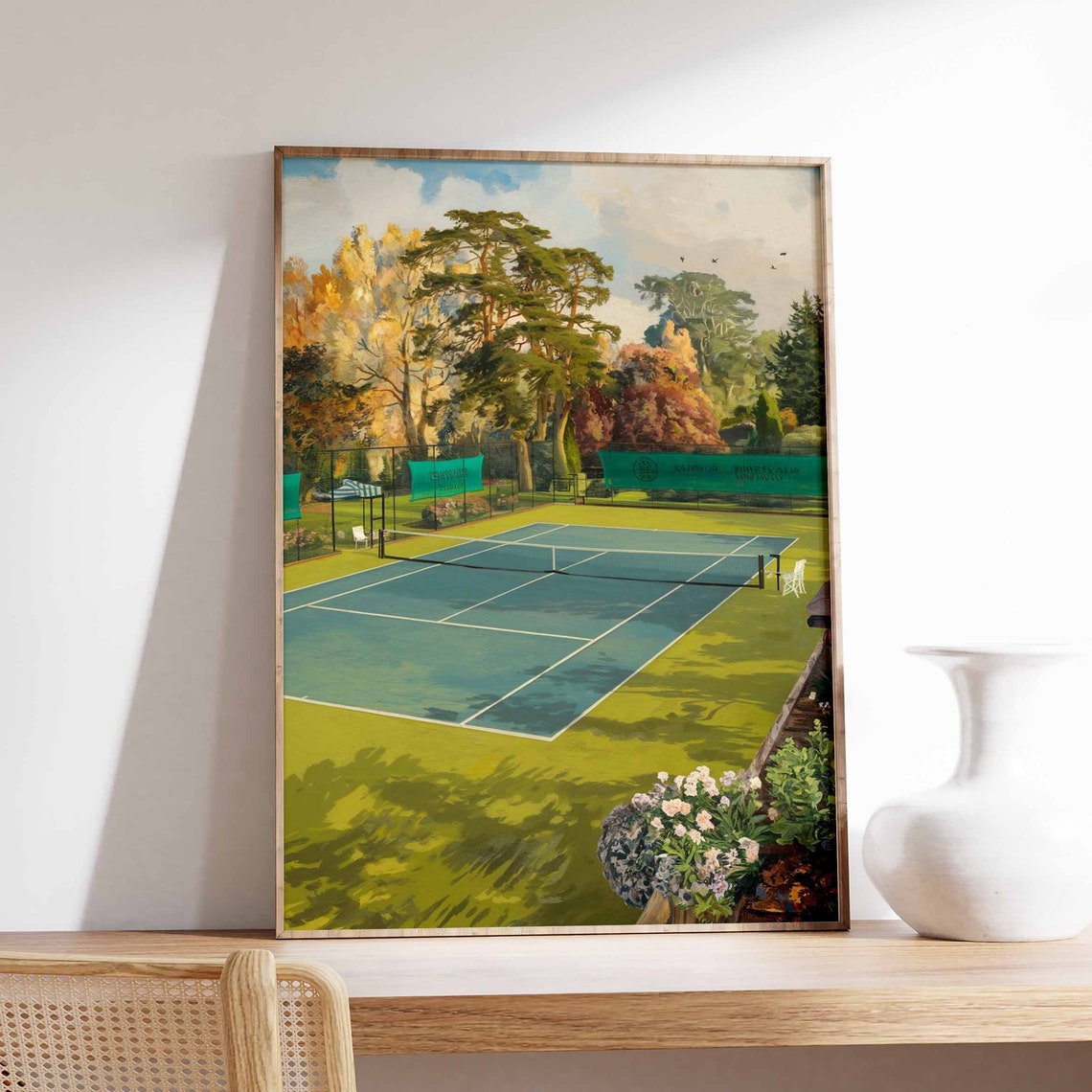 Tennis Poster Tennis Court Art Sports Wall Art Tennis Gift Botanical Print Floral Art Tennis Decor Sport Poster Wall Art Poster