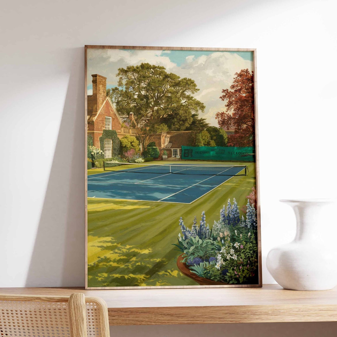 Tennis Poster Tennis Court Art Sports Wall Art Tennis Gift Botanical Print Floral Art Tennis Decor Sport Poster Wall Art Poster
