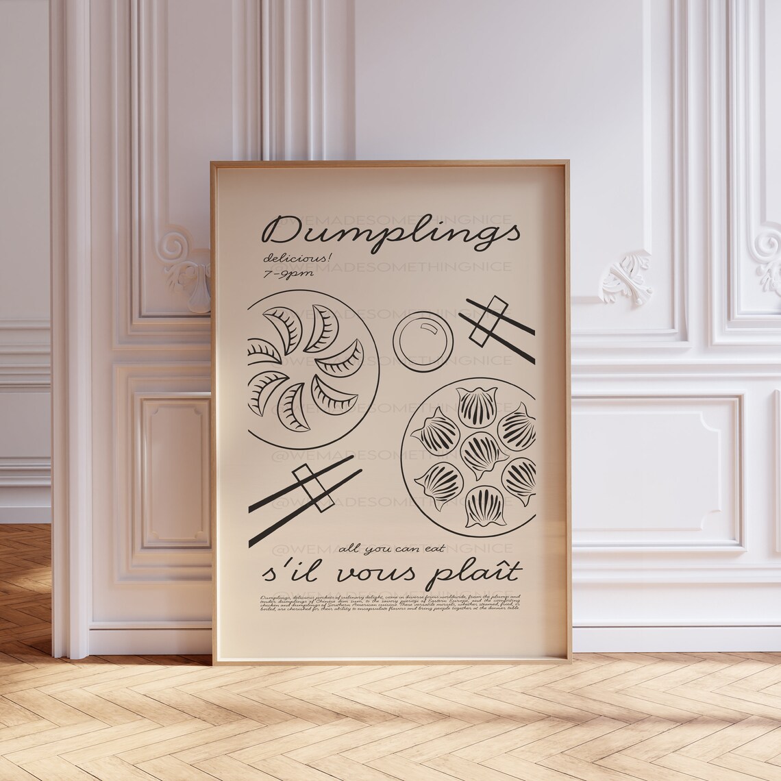 Dumplings Poster Modern Kitchen Decor Vintage Food Print Retro Food Art Retro Food Poster Asian Food Poster Kitchen Wall Art Gyoza - Image 2