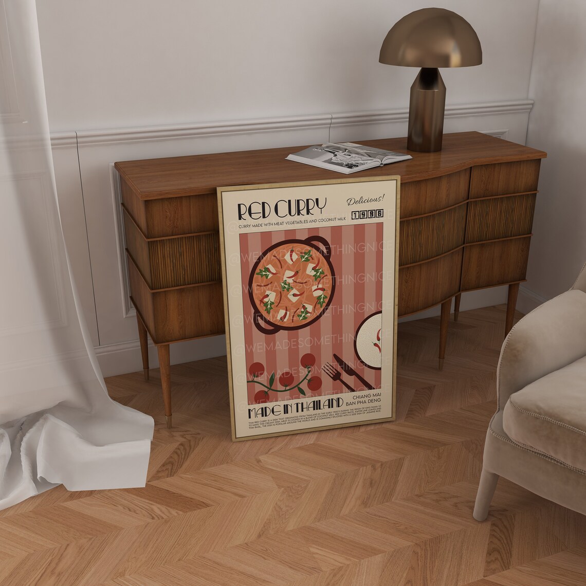 Thai Red Curry Kitchen Poster, Retro Food Art - Image 2