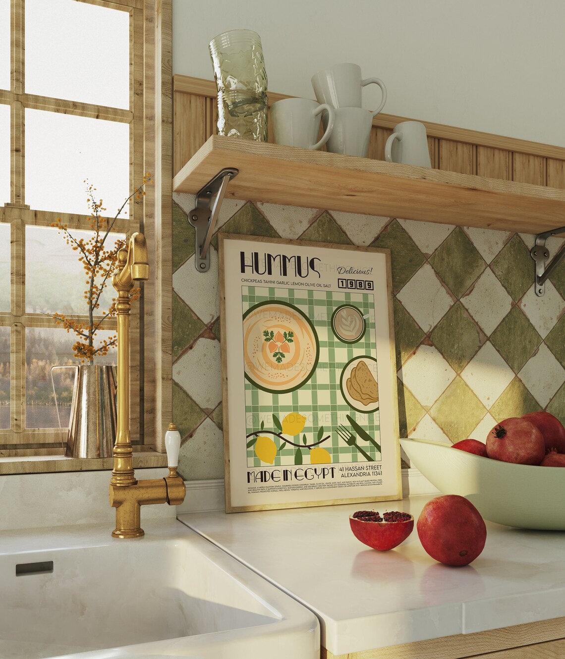 Hummus Print, Mid-Century Modern Kitchen Art - Image 3