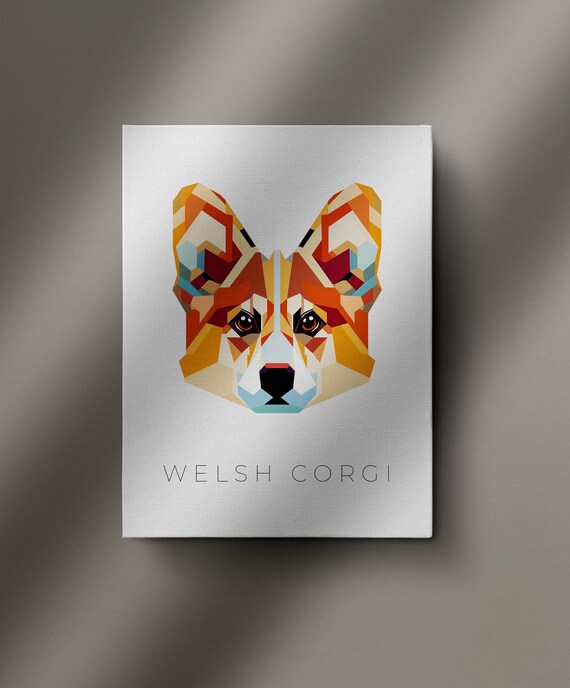 Pembrokeshire Welsh Corgi Geometric Pop Art Print Pet Dog Art Prints Printable Wall Art Dog Poster Print