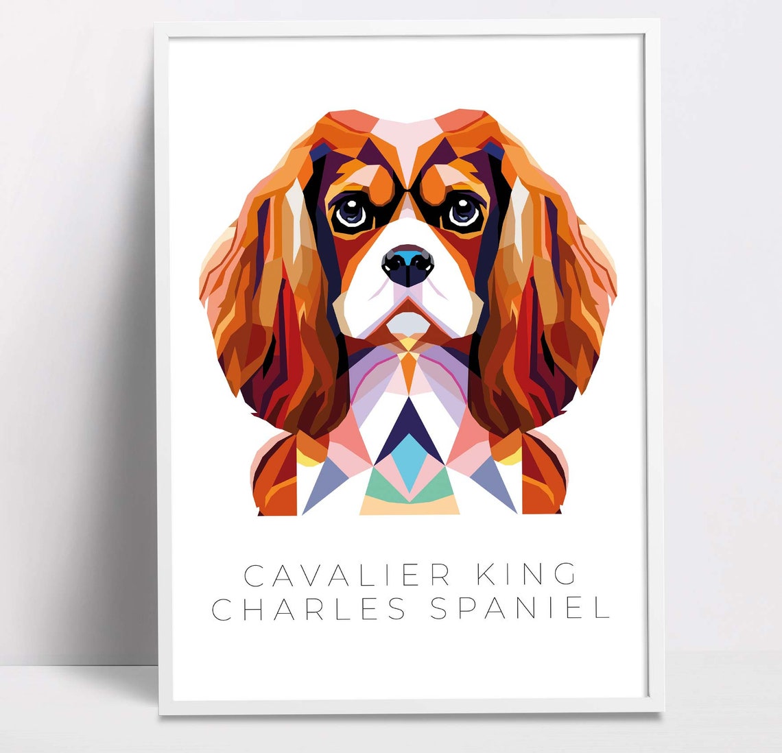 Cavalier King Charles Spaniel Geometric Pop Art Dog Wall Poster