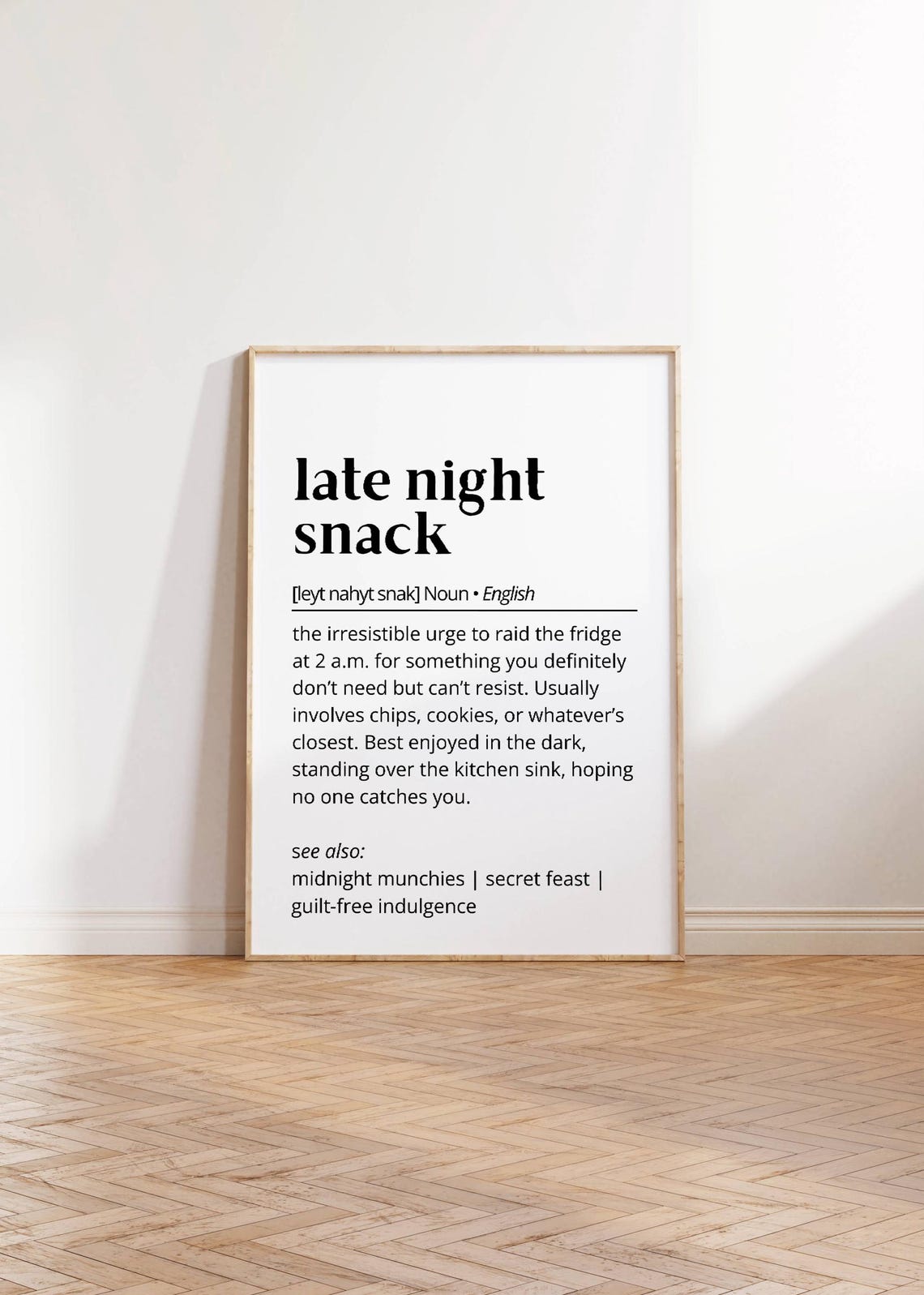 Late Night Snack Definition Poster Funny Kitchen Quote Dictionary Art - Image 2