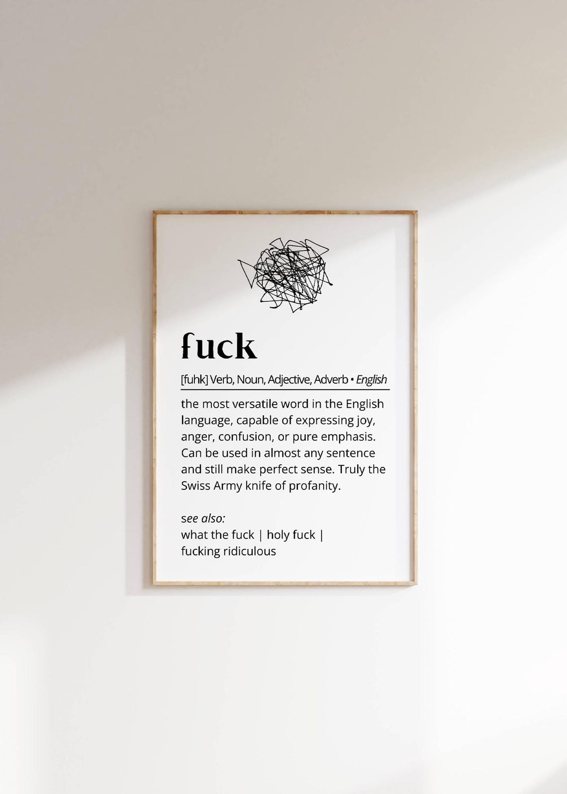 Fuck Funny Dictionary Definition Poster Minimalist Quote Decor Art