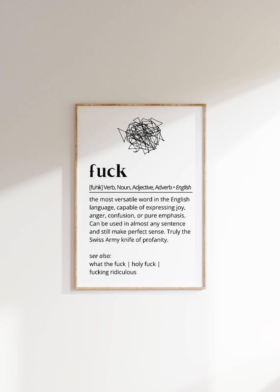 Funny Profanity Wall Art Minimalist Fuck Definition Poster Quirky Language Decor Gift For Sarcastic Friends Humor Lovers Typography As Art