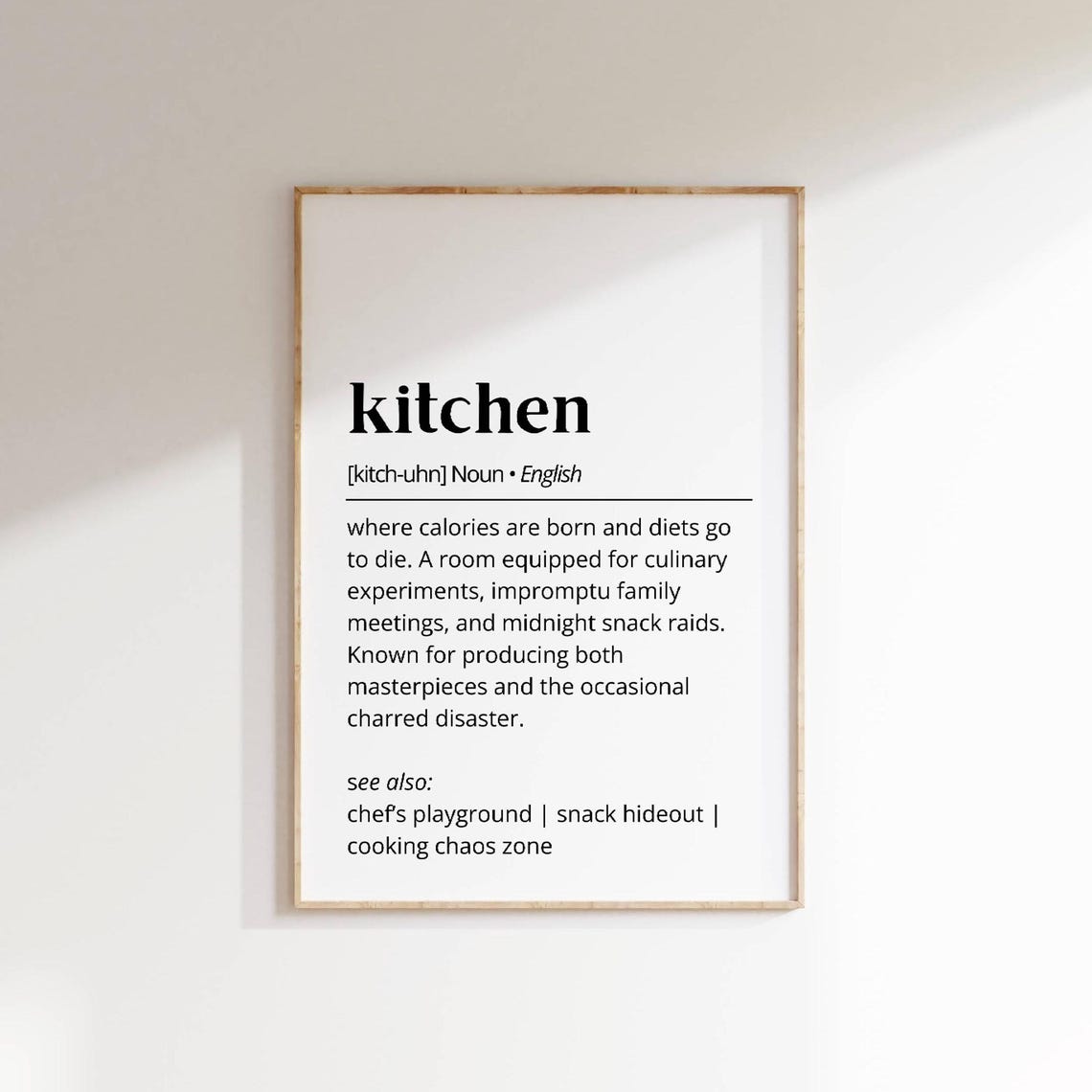 Kitchen Definition Funny Chefs Playground Dictionary Typography Poster