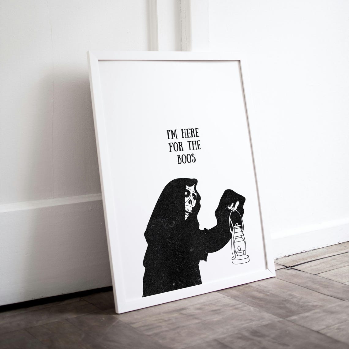Here For The Boos Grim Reaper Lantern Funny Halloween Poster - Image 2