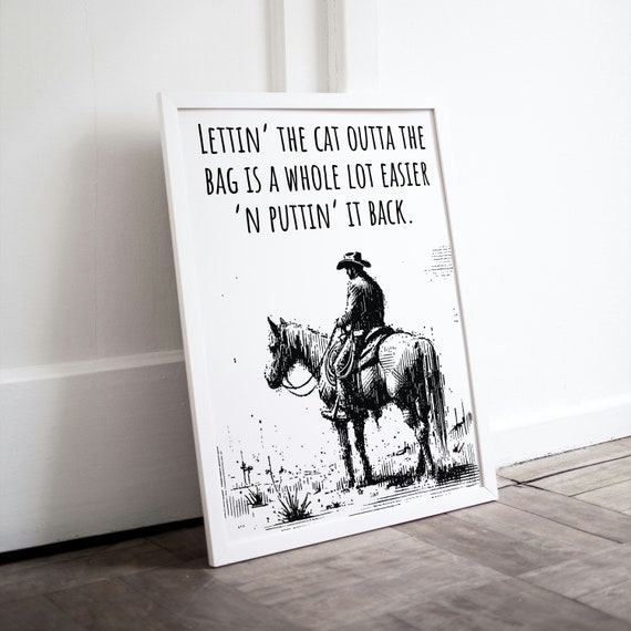 Cowboy Sayings Western Wall Decor Typography As Art Cowboy Poster Home Western Decor Western Art Print Western Decor Quote Wall Art