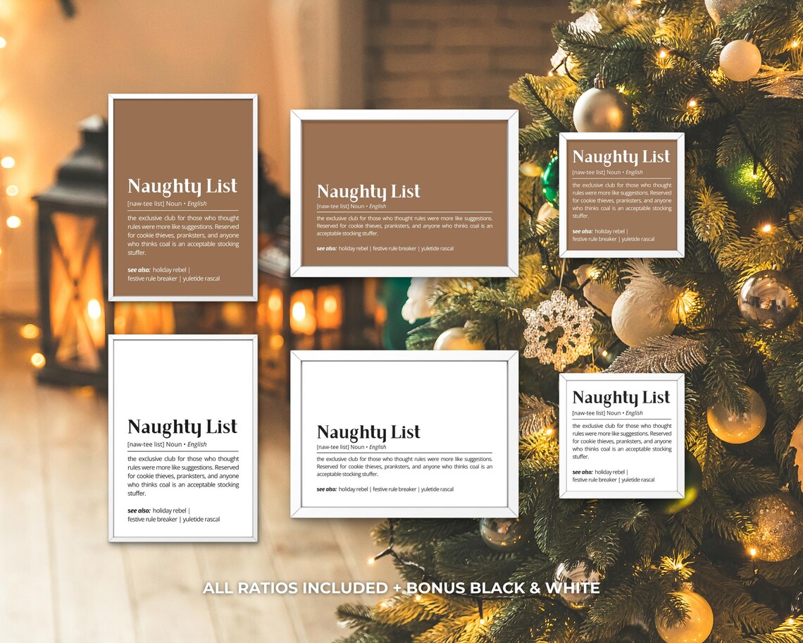Naughty List Definition Funny Christmas Club Dictionary Style Poster - Image 3