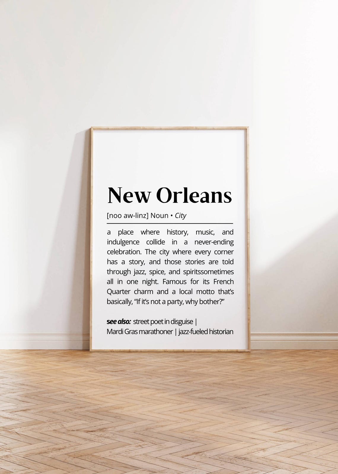 New Orleans Definition Wall Art Humorous Jazz City Print French Quarter Party Decor Funny New Orleans City Poster Wall Art - Image 2