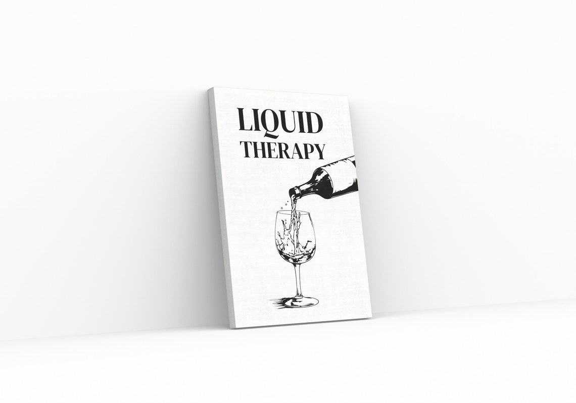 Liquid Therapy Wine Pour Funny Kitchen Bar Cart Quote Wall Poster - Image 3