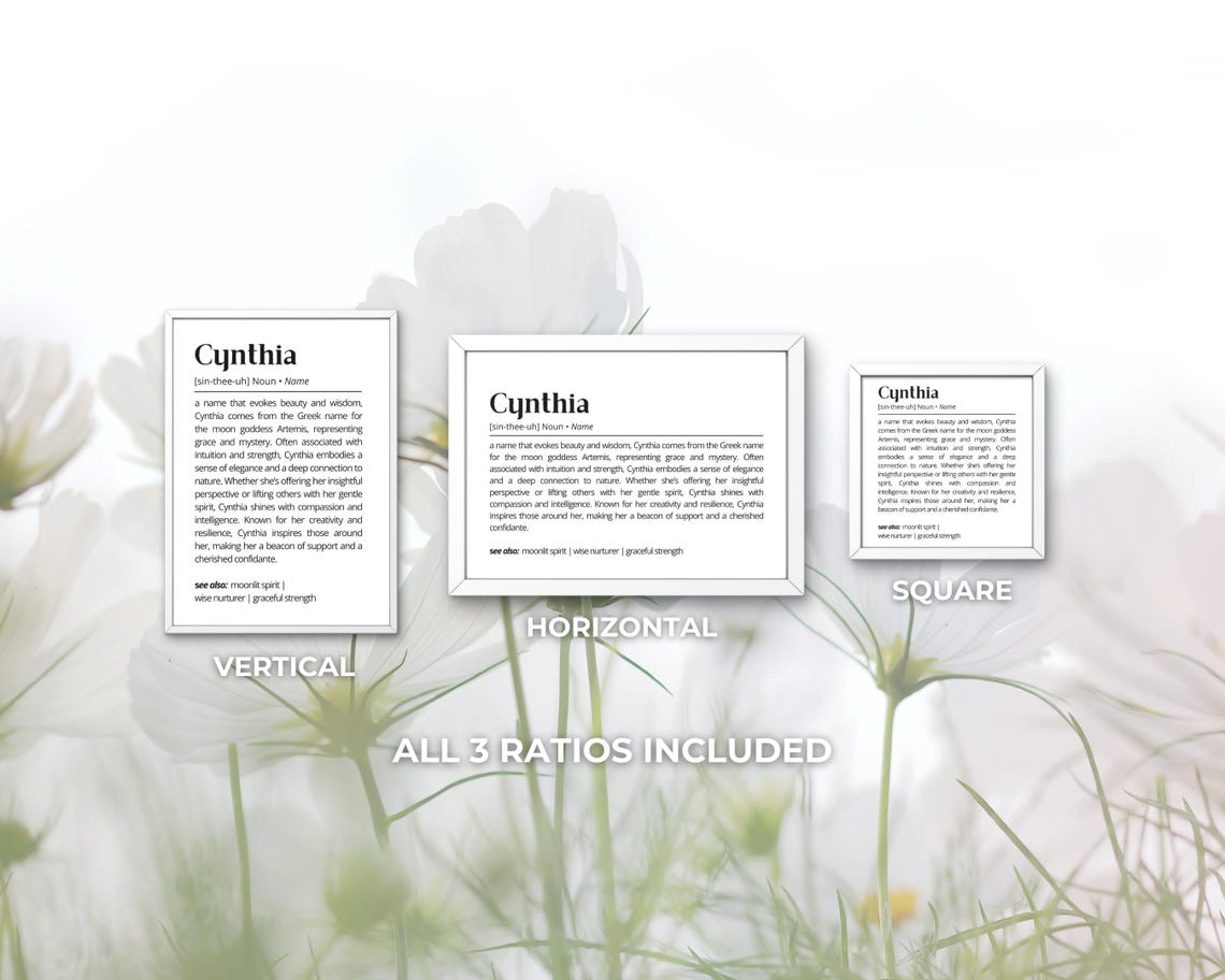 Cynthia Name Definition Wall Art Print Typography Name Poster Modern Minimalist Decor Unique Personalized Gift For Her Name Sign - Image 3
